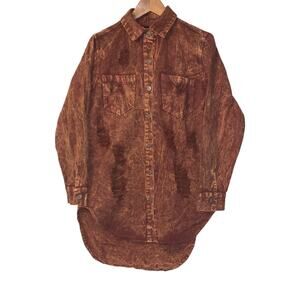 Thrill Jeans Brown Distressed Acid Wash Denim Jean Women’s Jacket sz S